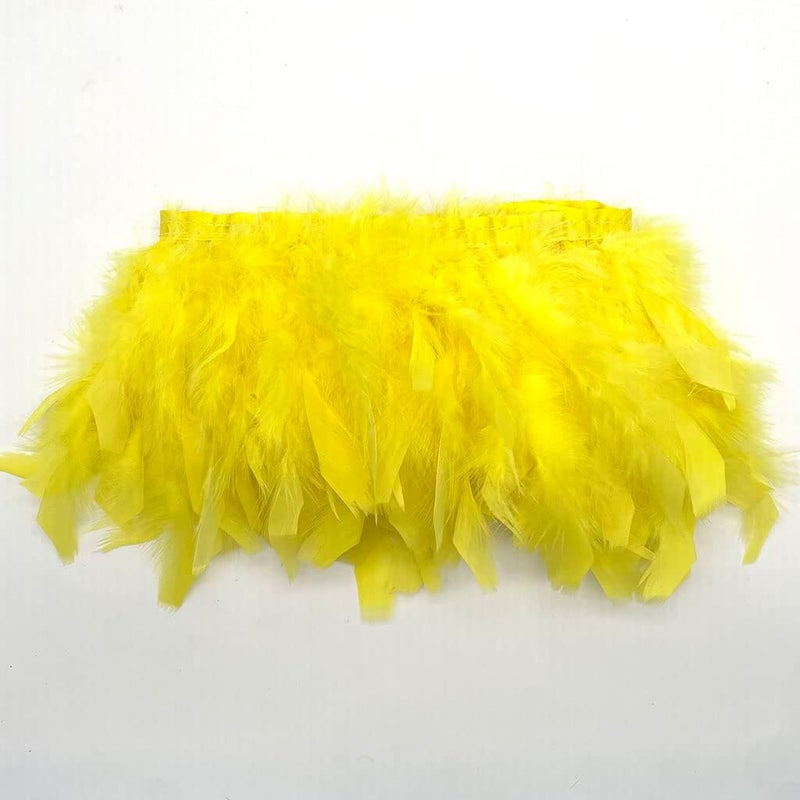 Shekyeon Turkey Feathers Fringe Trim for Party Clothing DIY Sewing Crafts Decoration Pack of 2 Yards (Yellow) - Image 5